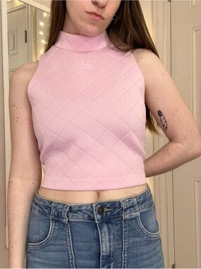 Pink Adidas Mock Neck Tank Top